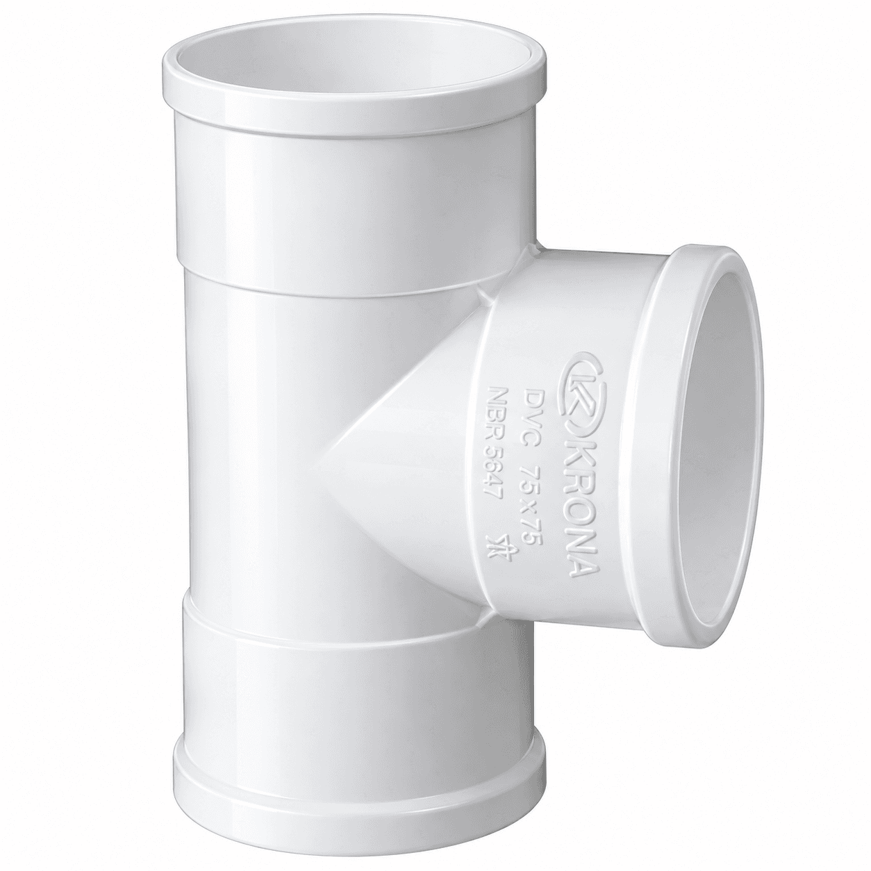 Tee branco 50mm Krona em PVC - imagem 1